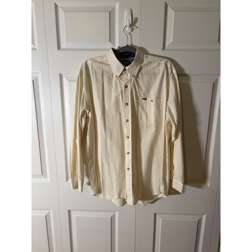 Alexander Julian Colours Mens Cream‎ Off White Long Sleeve Button Down Shirt L